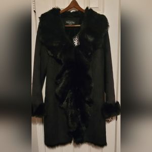 New with tags! FREE SHIPPING!Womens black fox cascade full length faux fur coat